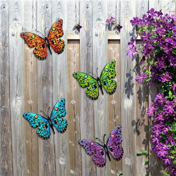 Metal Butterfly Wall Decor - 9.6" Outdoor Fence Wall Art Decor, Hanging Decor - Picture 4 of 7